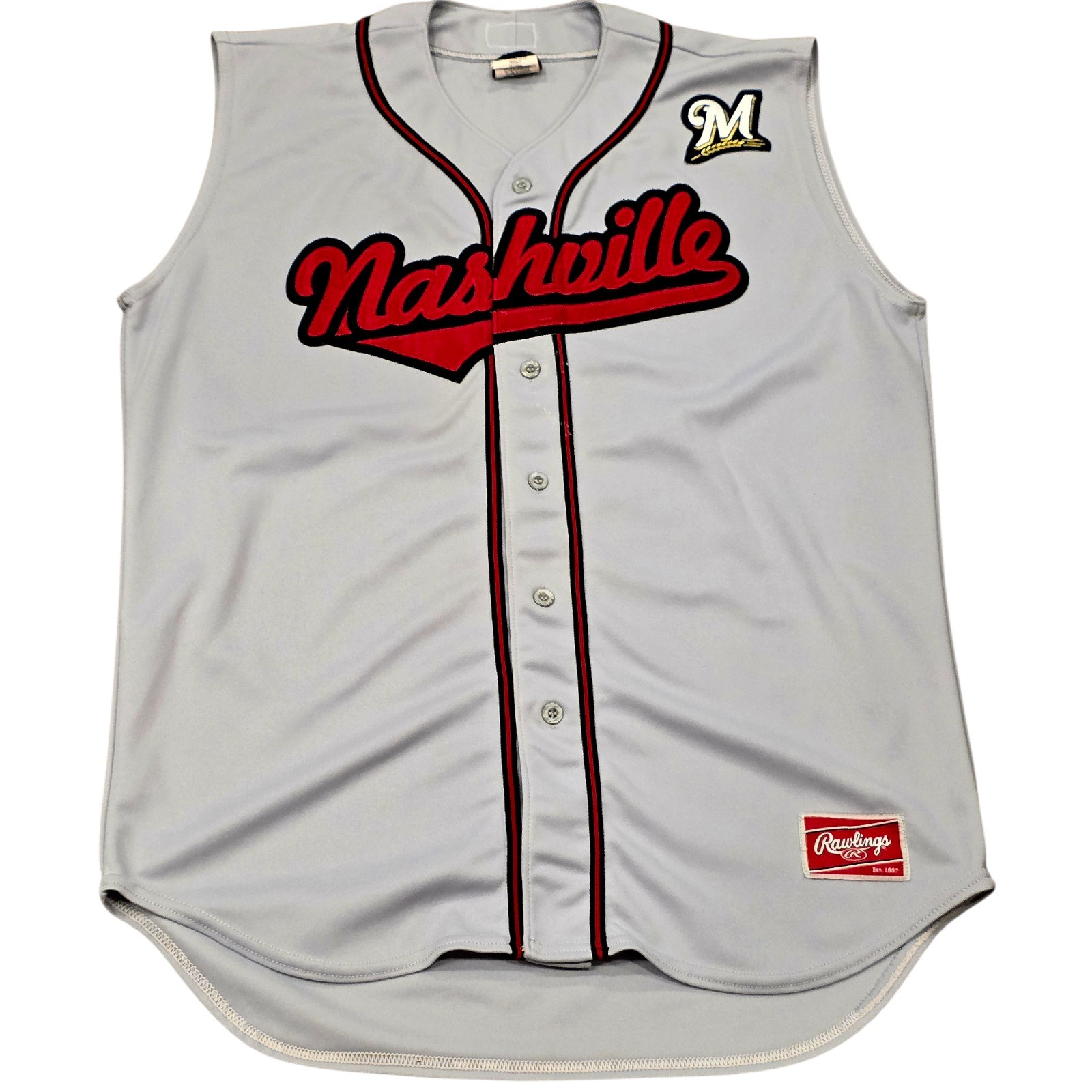Rawlings Nashville Sounds #26 Jersey Vest Size 48 Gray Brewers