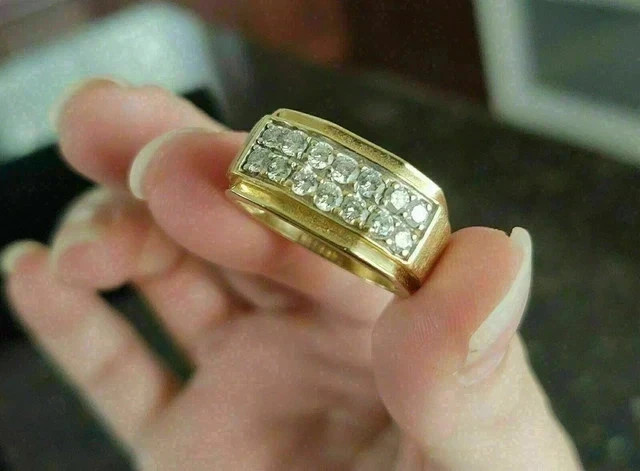 2Ct Round Real VVS1 Moissanite Men's Engagement Ring Band 14k Yellow Gold Plated