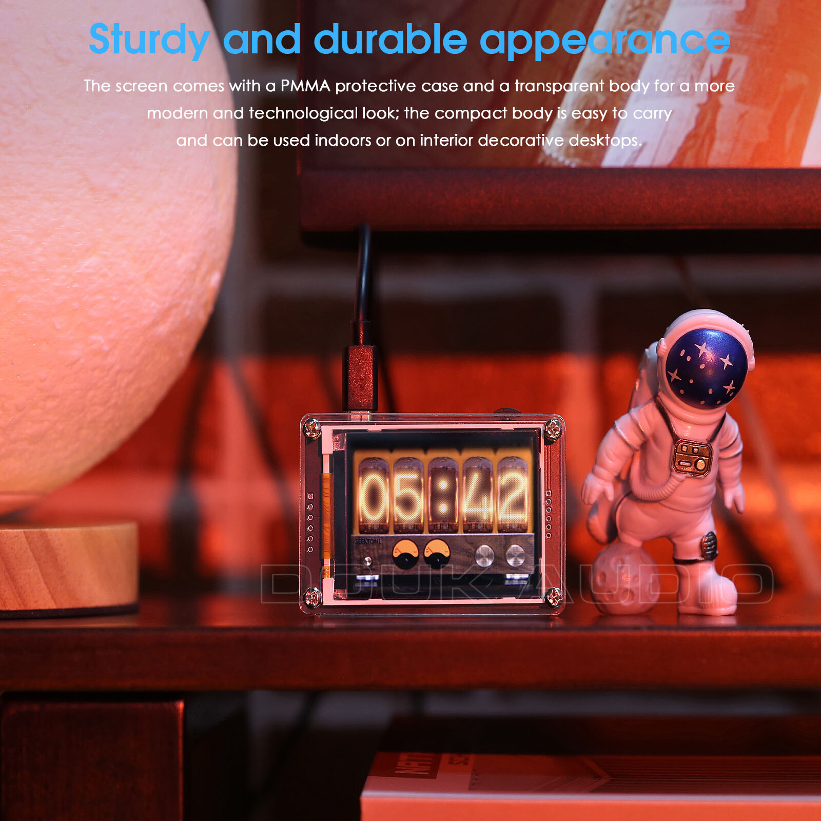 MIC Sound Level Indicator VU Meter 2.4" LCD Display Audio Spectrum Digital Clock