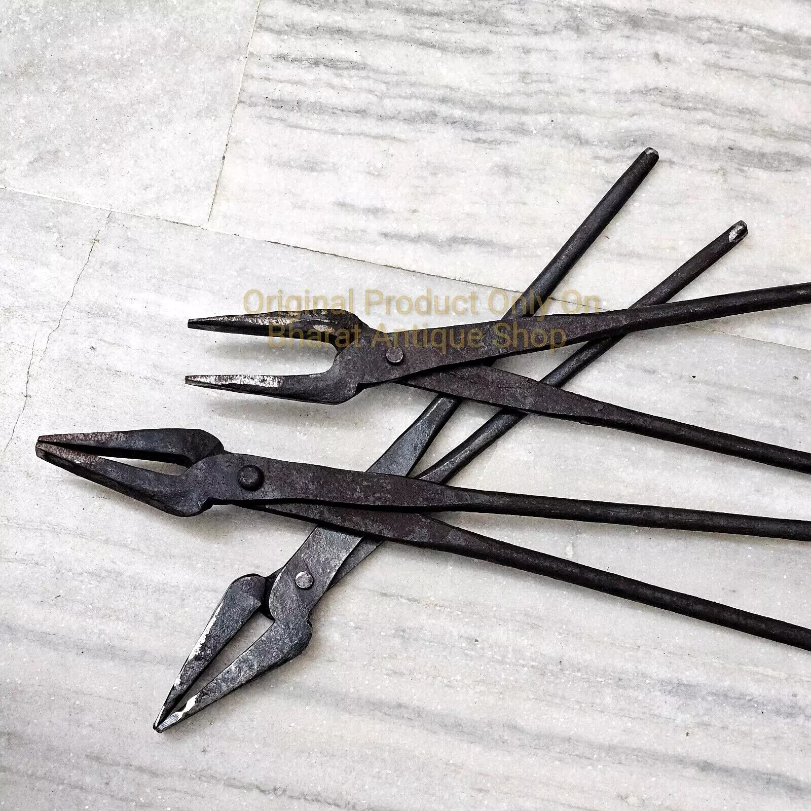 Blacksmith Long Jaw Tongs Set Of 3 Forge Heavy Hammer Anvil Tools Knifemaking