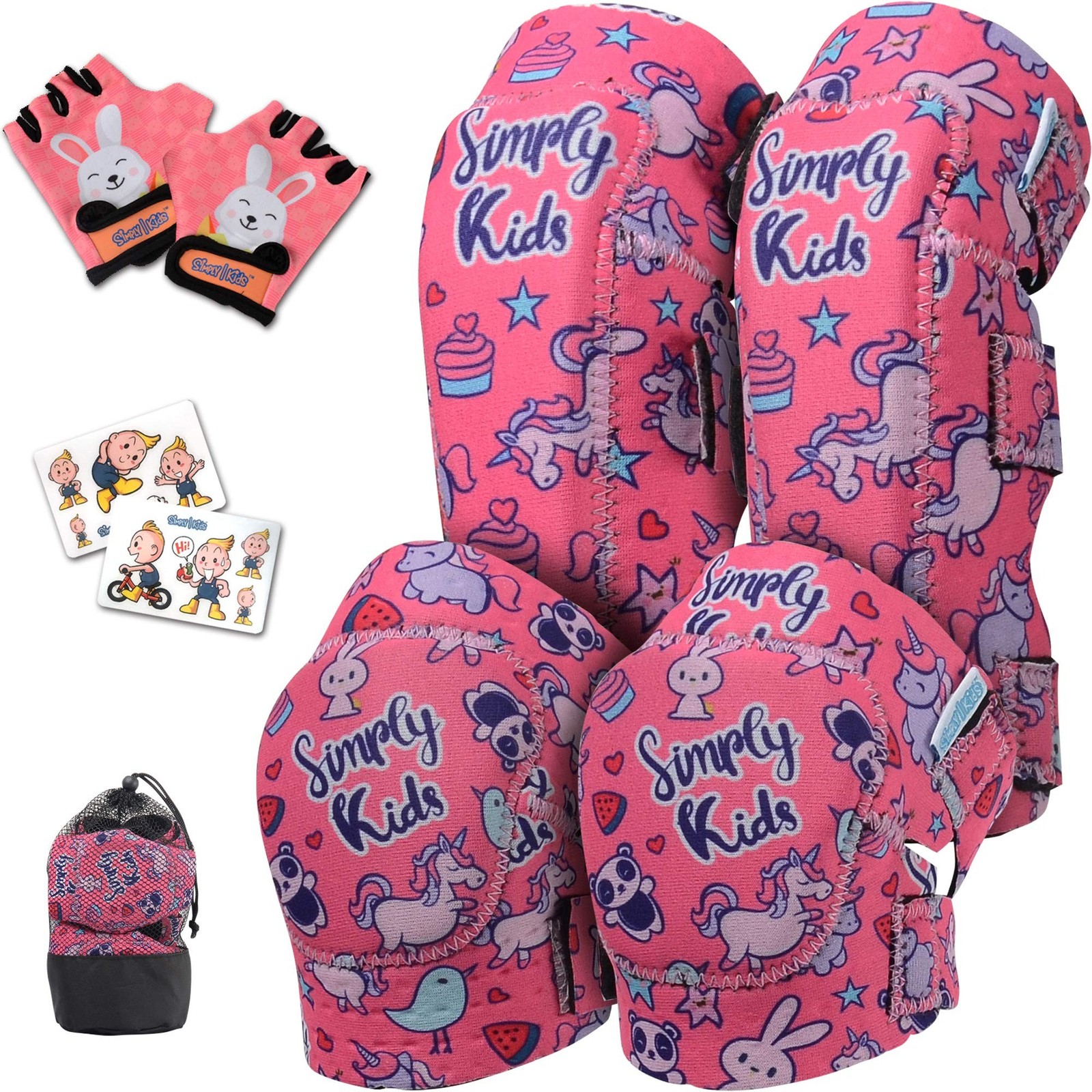 Soft-Style Kids Knee and Elbow Pads with Bike Gloves, Flexible Impact-Resista...