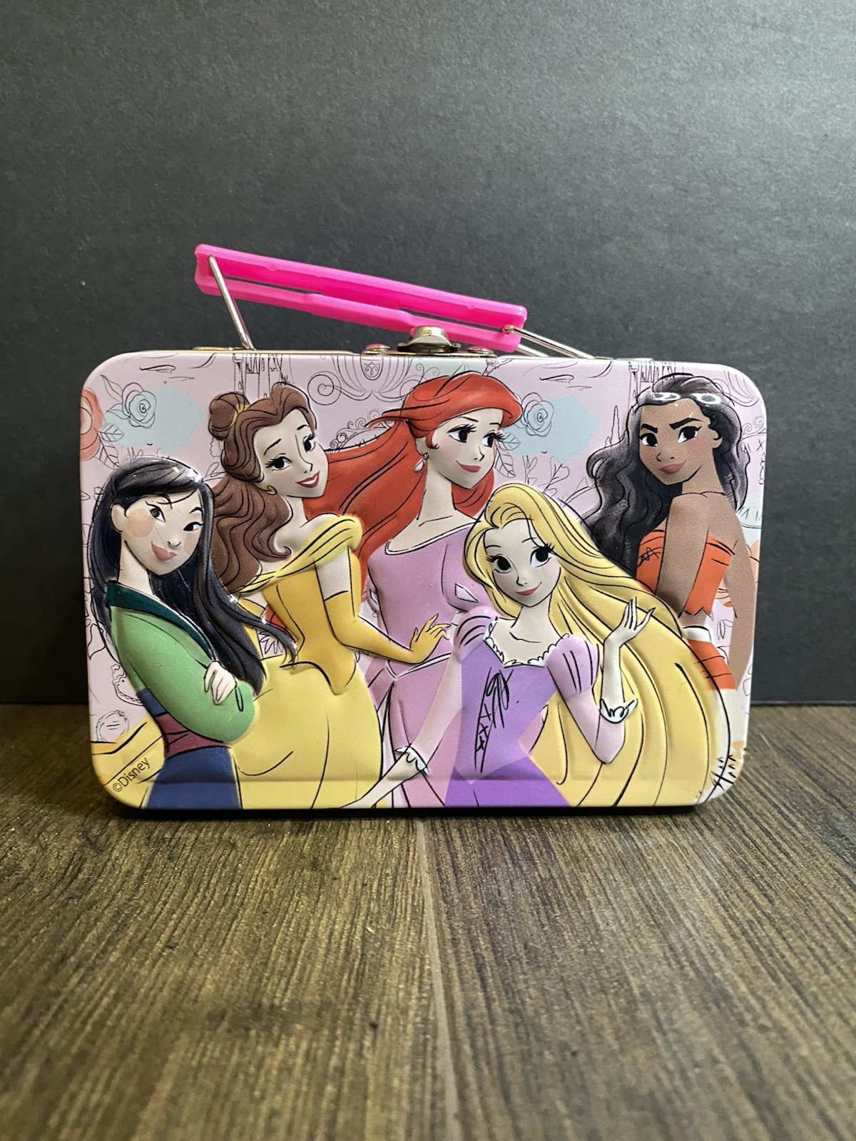 Disney Princess Belle Cinderella Tin Girl Kid Lunch Box Storage Small Tin