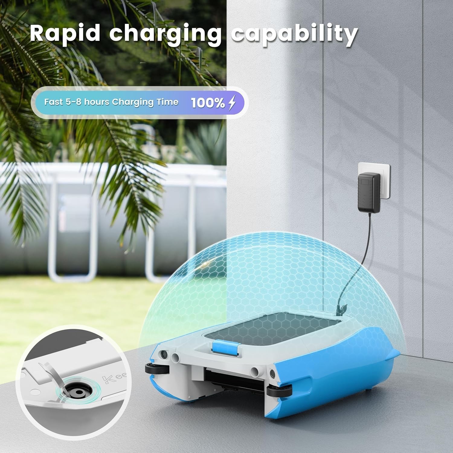 Solar Powered Robotic 24/7 Continuous Pool Surface Skimmer Cleaner
