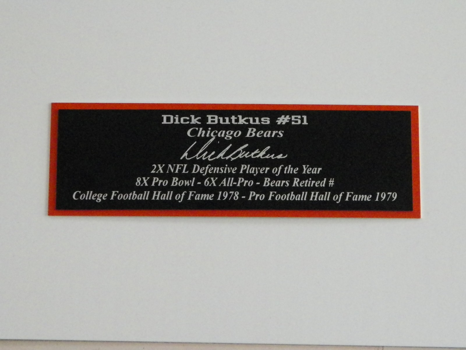 Dick Butkus Autograph Nameplate Chicago Bears Autograph Jersey Ball Helmet