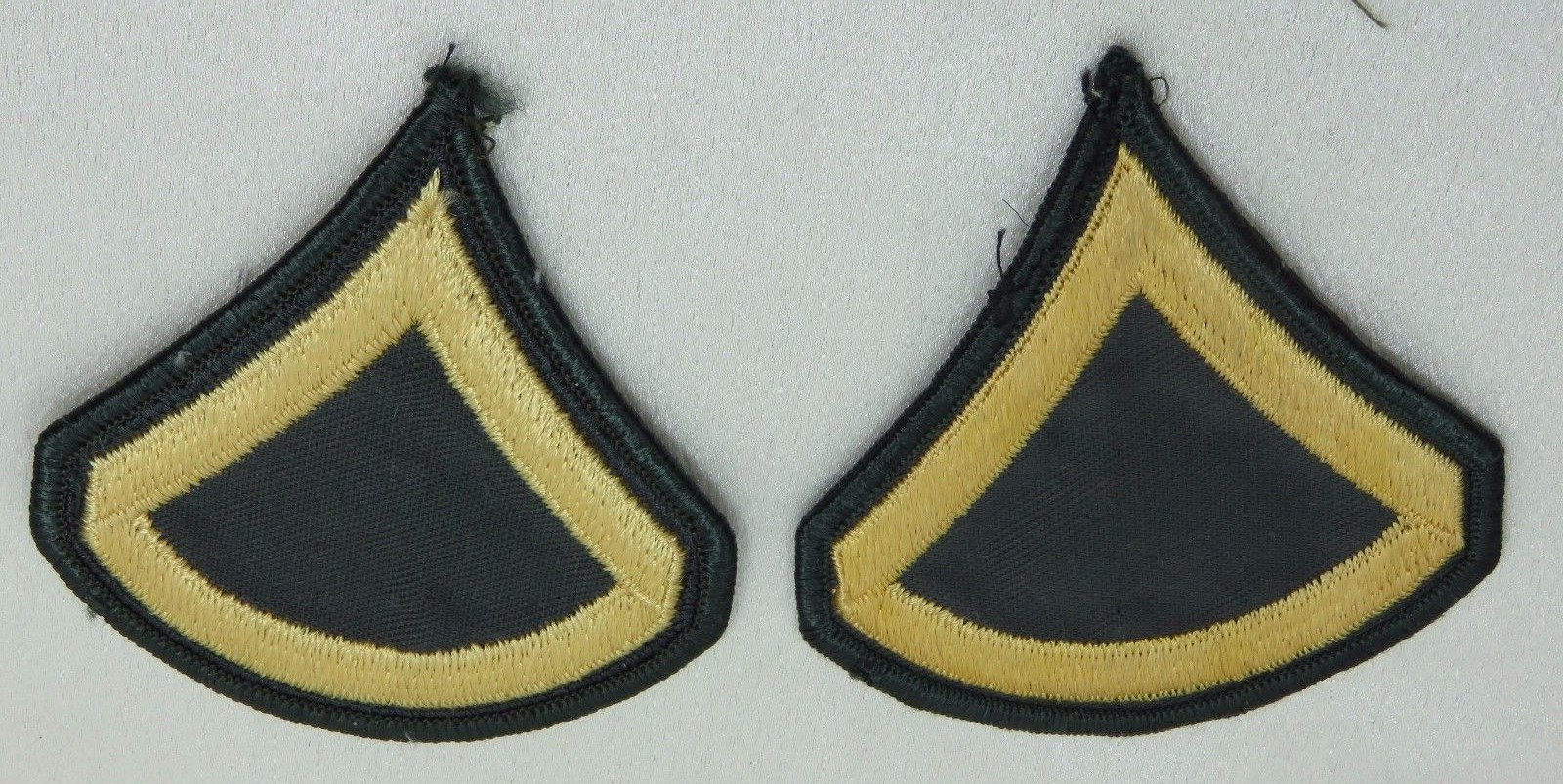 Private 1st Class E-3 Army Military Patch Set of 2 Chevron Green & Gold - Male