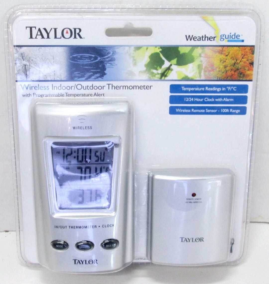 Taylor Wireless Indoor/Outdoor Thermometer with Programmable Temperature Alert