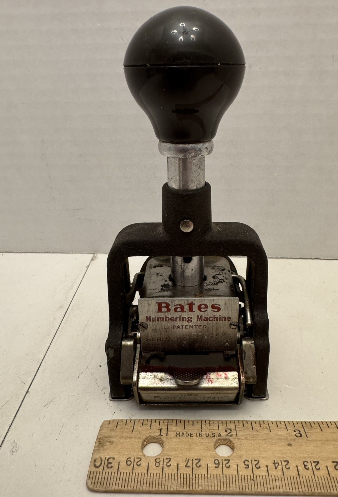 Vintage Bates Numbering Machine Ink Stamper 6 Wheels Style A