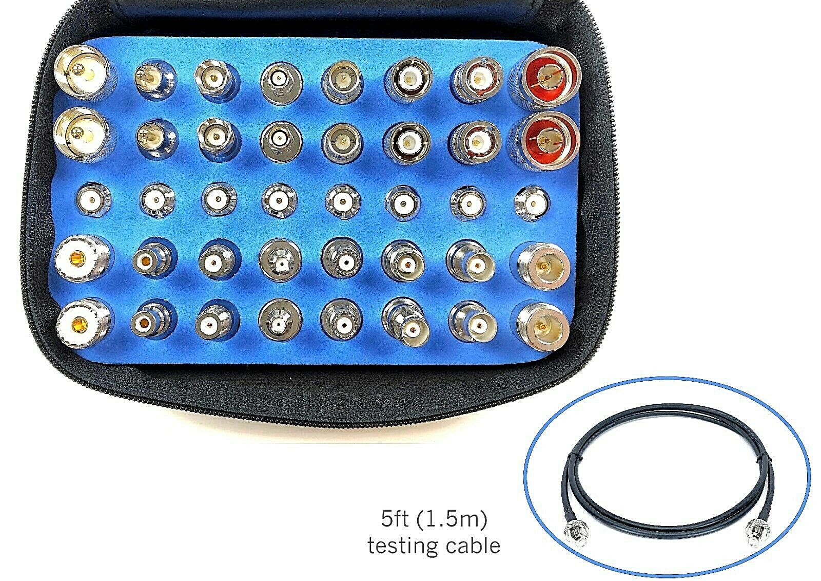 40pcs Universal RF Coaxial Adapter Kit N UHF Mini-UHF BNC TNC SMA RCA F+Cable