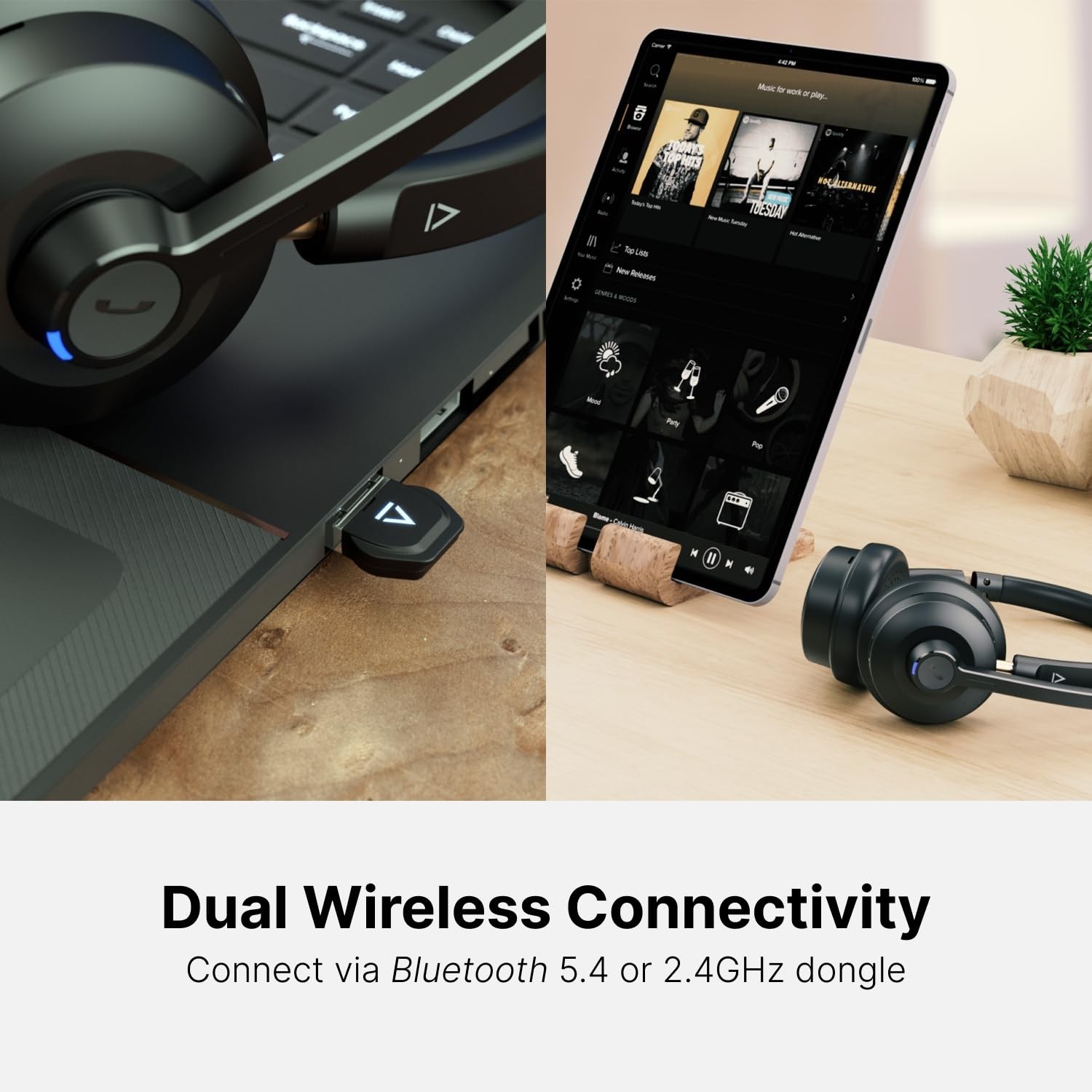 Chat Wireless On-Ear Headset with Noise-Cancelling Boom Mic