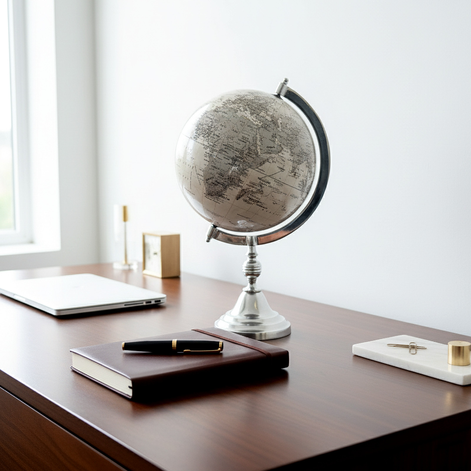 Decorative World Desk Globe 10" Diameter with Silver Base 17.5" Tall