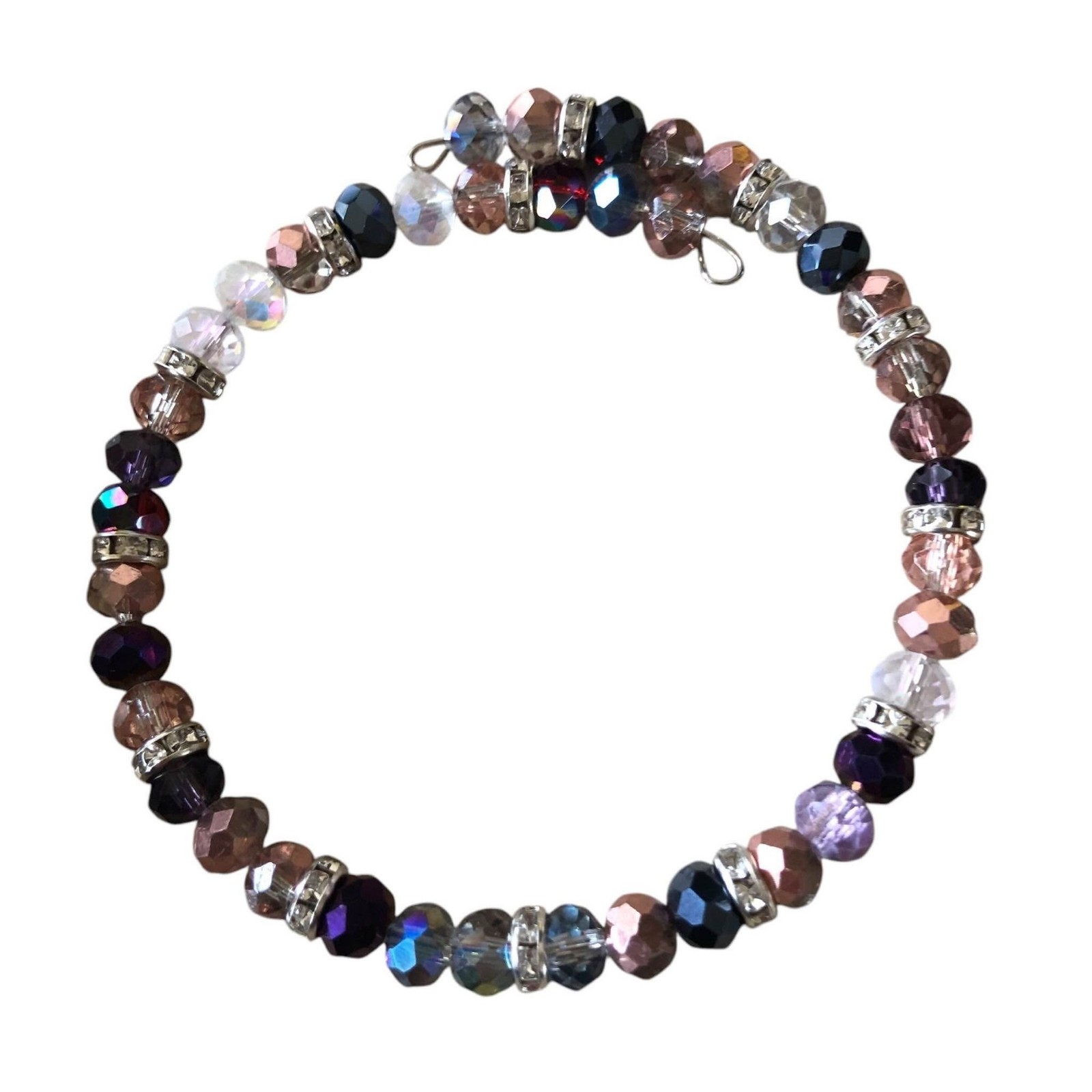 Beaded Memory Wire Cuff Bracelet Handmade Multicolor #2010