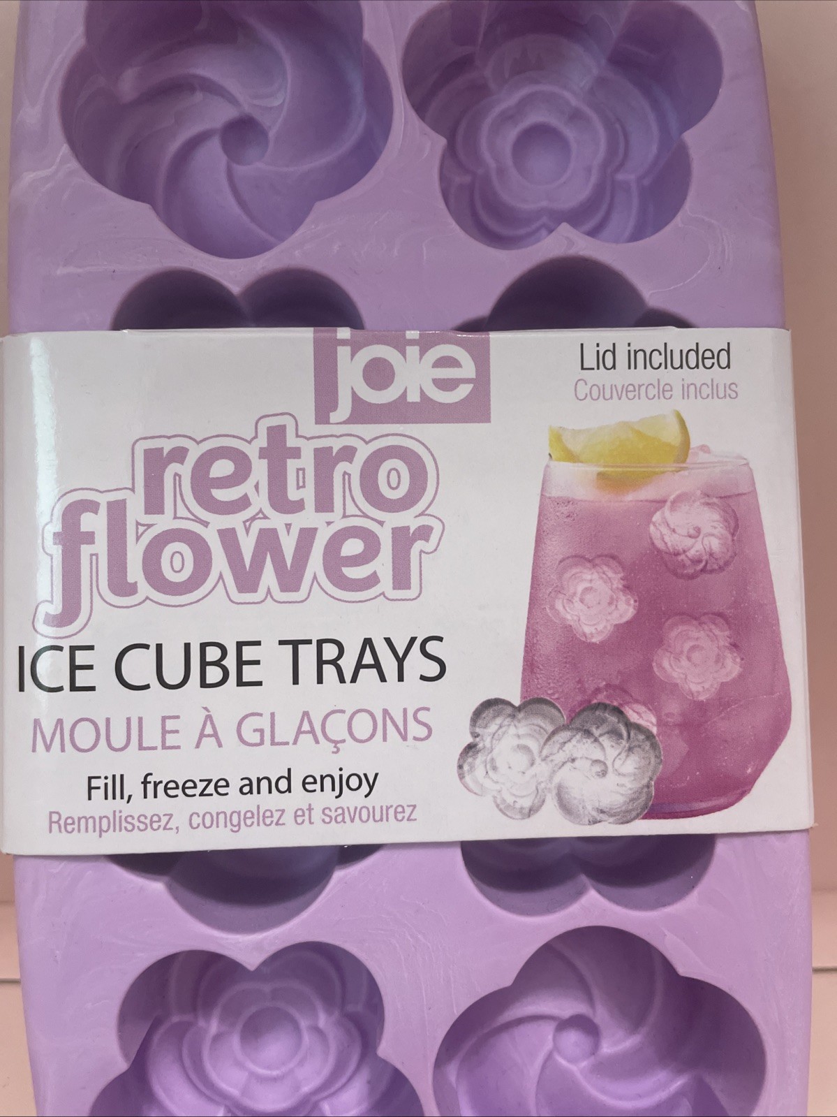 Retro MCM FLOWER ICE CUBE TRAY WITH LID Joie Light Purple Home warming gift
