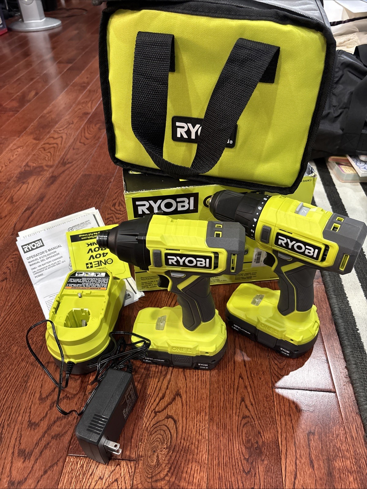 Ryobi ONE+ 18V 2-Tool Combo Kit Drill/Driver 1/4" Imp 2 Batteries PCL1200K2 NEW