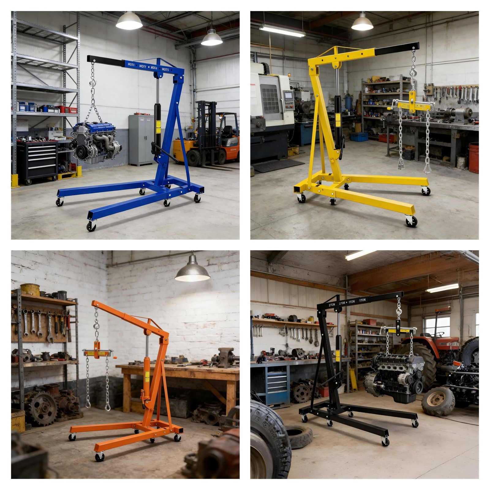 Engine Hoist with Lever Folding Cherry Picker Engine Hoist Folding Shop Crane US