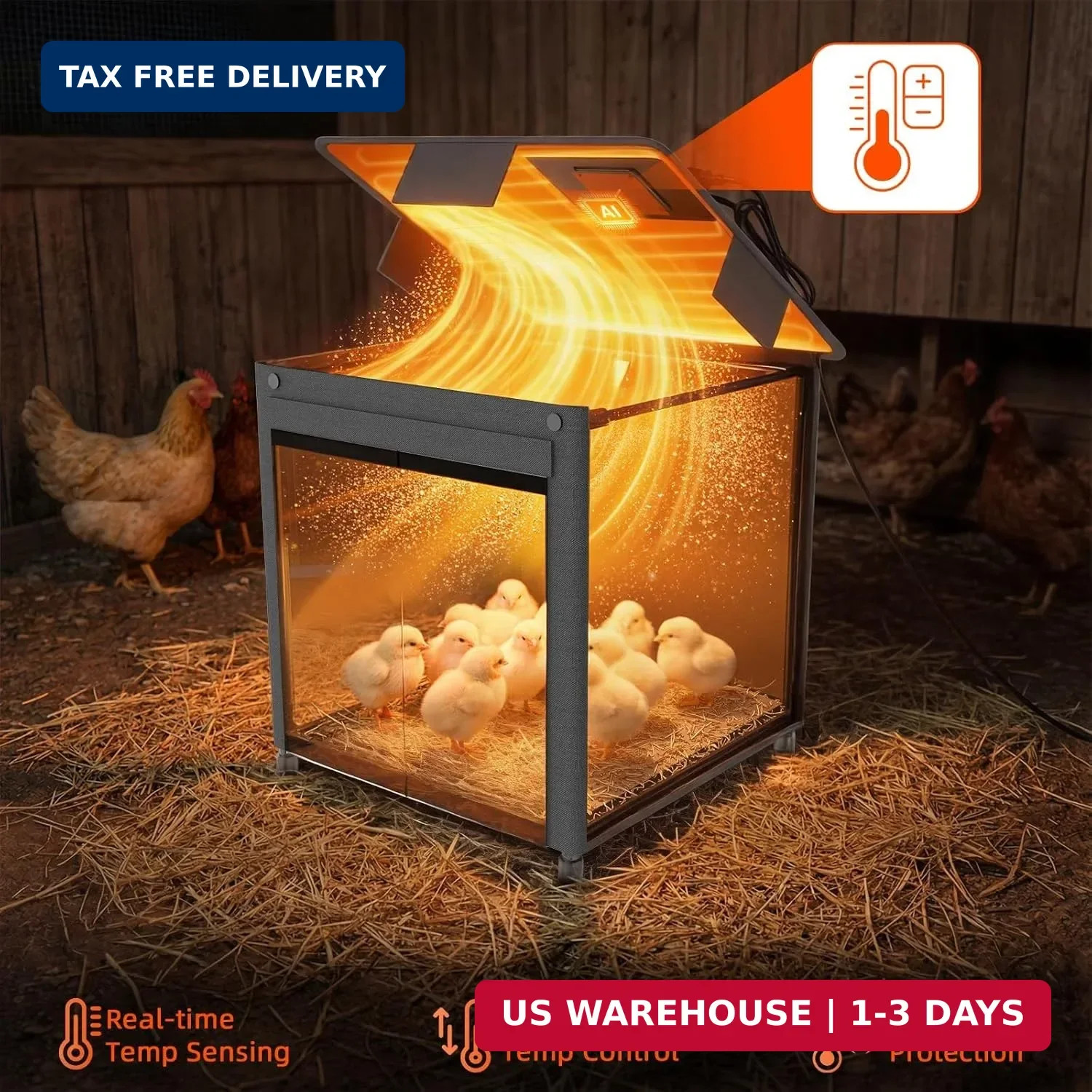Brooder Box for Chicks, Upgrade Chicken Brooder Box with Adjustable Temp (77~95℉
