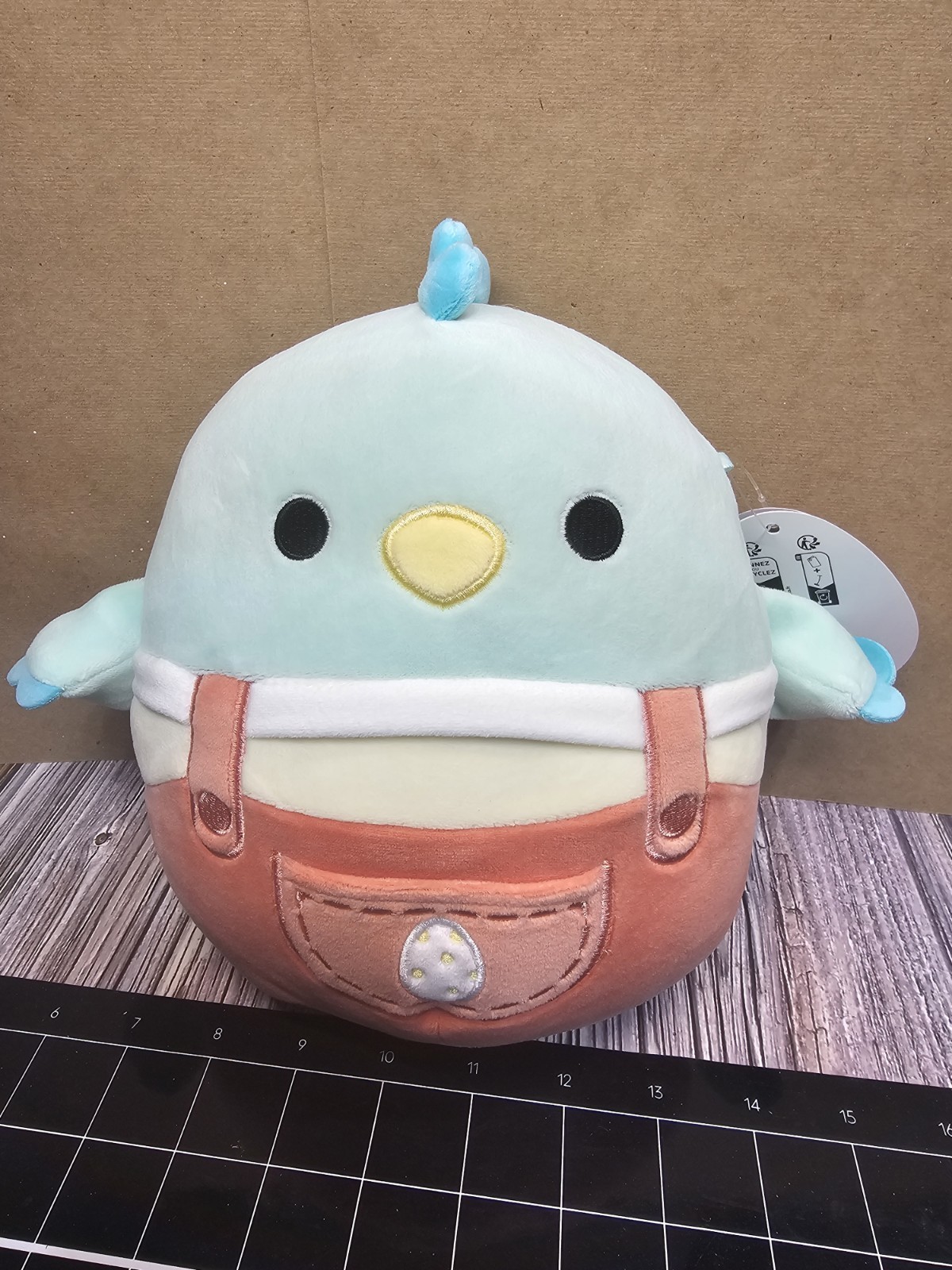 NEW Squishmallows 8” Inch Dolores the Blue Chick Chicken In Overalls Easter Egg