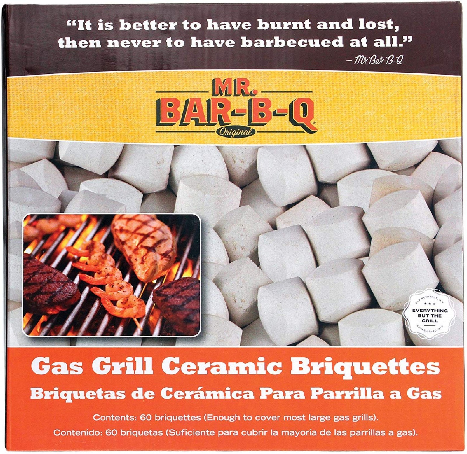 60-Pack Ceramic BBQ Briquettes for Gas Grill – New Model, No Color