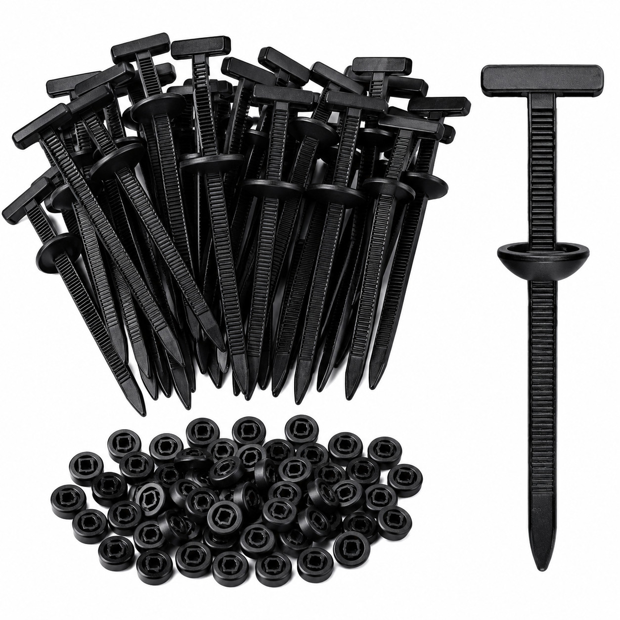 100-200PCS Push Mount Cable Zip Tie Automotive Wire Harness Retainer Clips Black