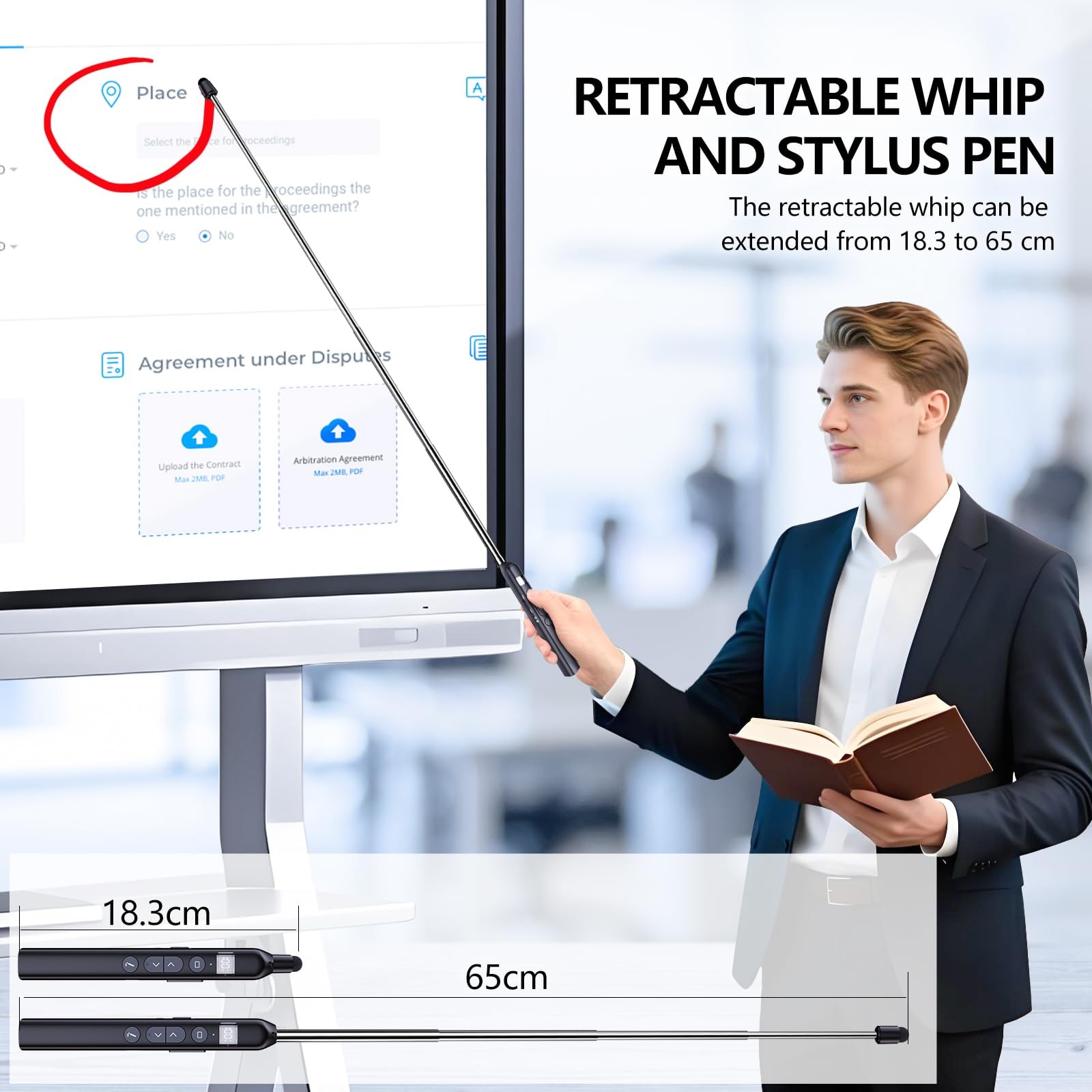 N21 Bluetooth Presentation Clicker with Telescopic Teaching Pointer, Presenta...