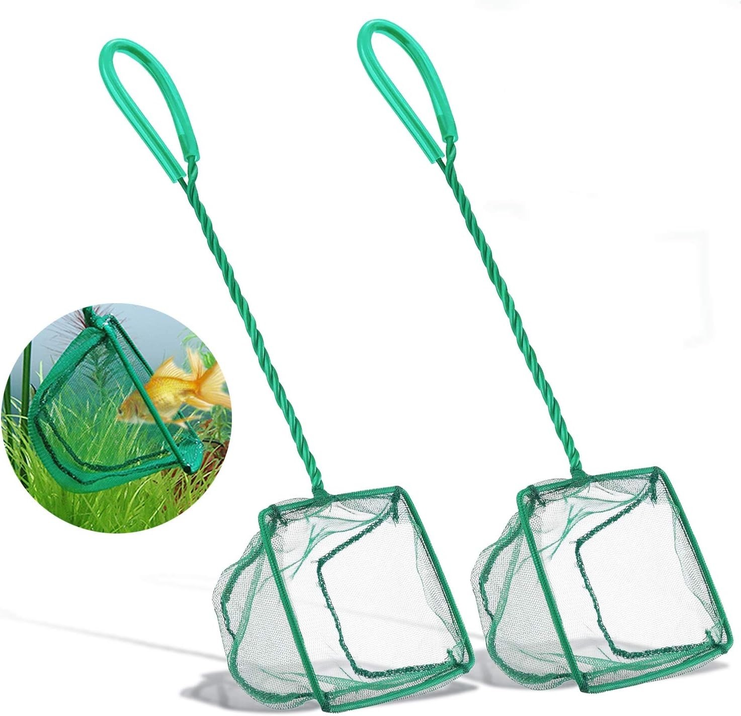 Versatile 2 Count Small Mesh Fish Catch Nets – Perfect for All Aquatic Pets