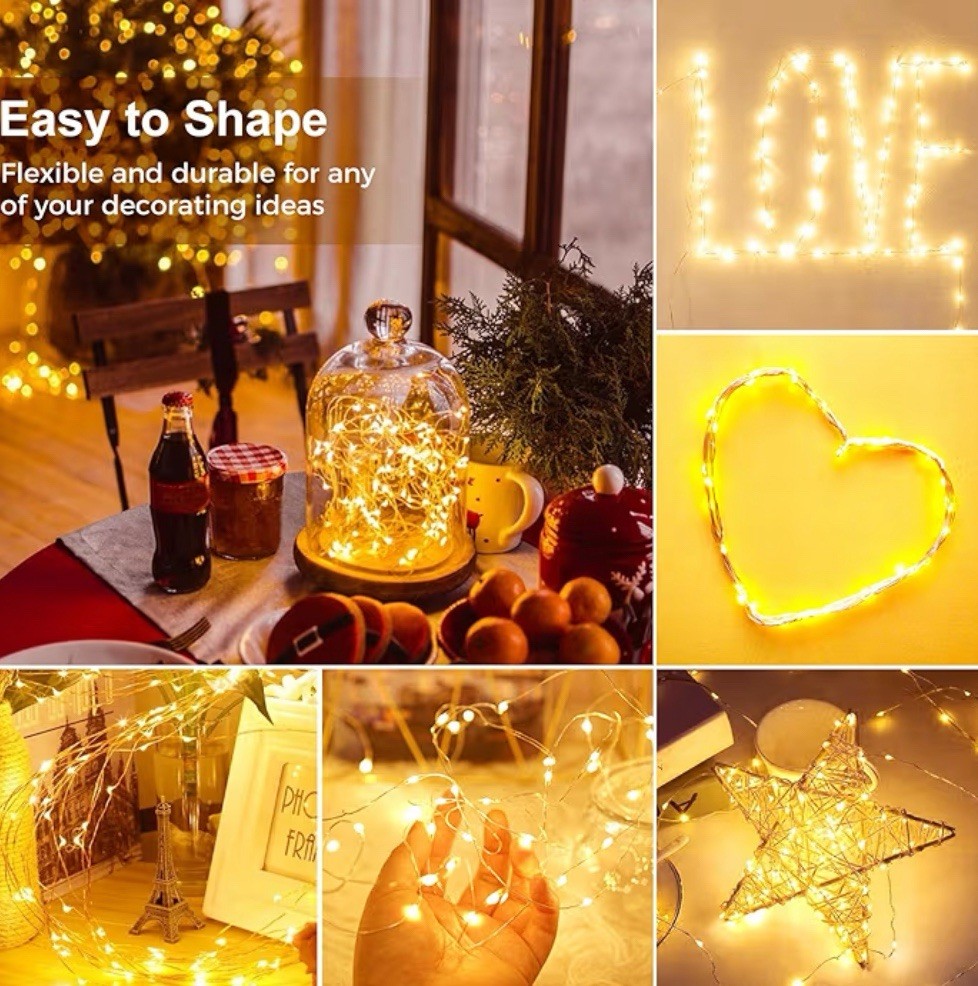 15 Pack Warm White LED Waterproof Flexible Fairy String Lights Battery Powered