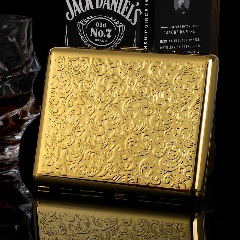 HOT 2024 NEW gold plated embossed arabesques cigarette case holds 20 cigarettes