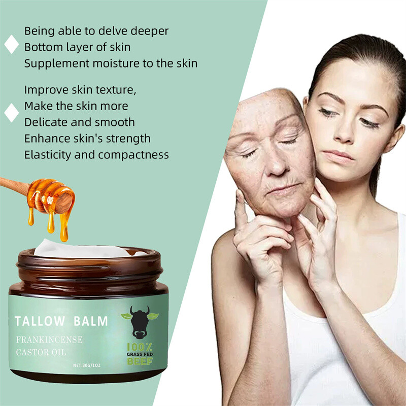 Tallow Balm Moisturizing Cream Frankincense Castor Oil 30g