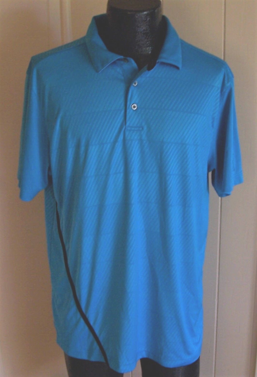 Men's PGA TOUR Pro Series Athletic Fit L Large Golf Shirt Turquoise Shiny