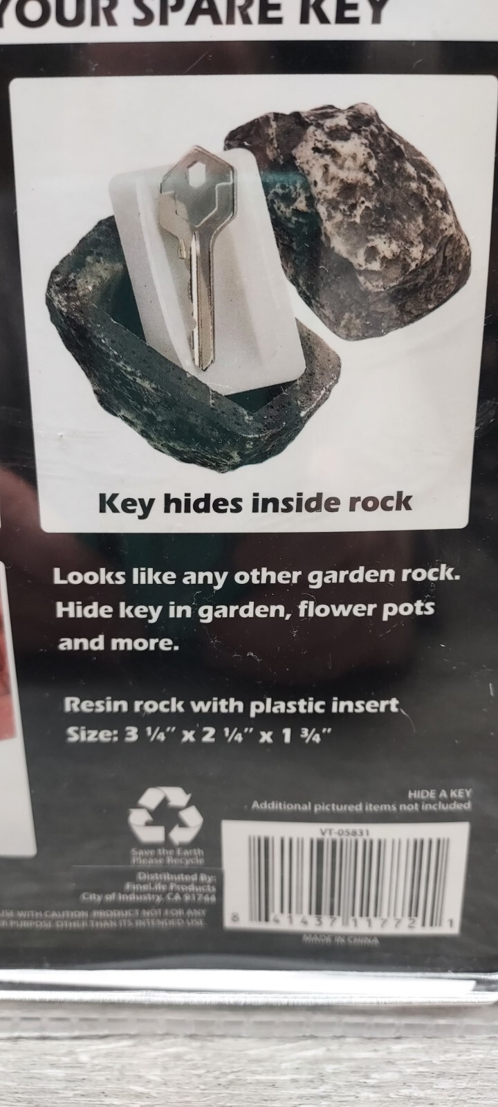 Total Vision Hide a Spare Key Realistic Looking & Feeling ROCK Securely Stores