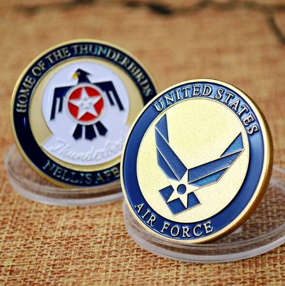 US Military Air Force Thunderbirds Nellis Challenge Coin Collectible Gift Gold