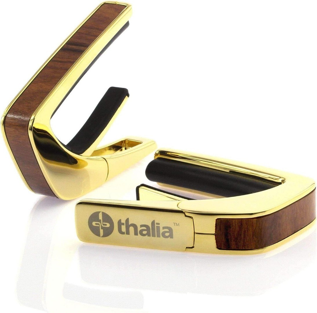 Thalia Exotic Series Guitar Capo, Gold Finish w/Santos Rosewood Inlay, CG-200-SR