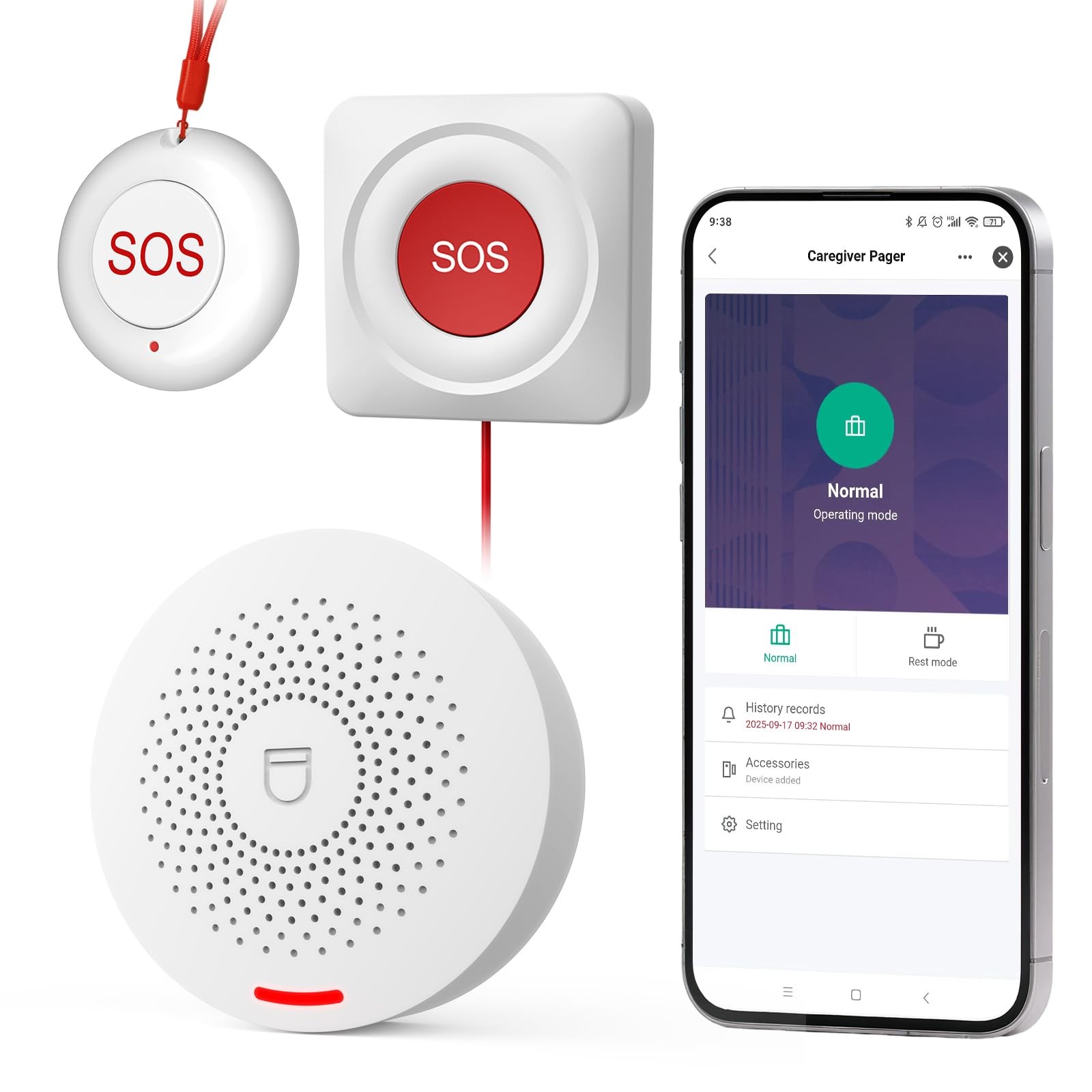 Caregiver Call Button Wireless Call Button for Elderly at Home,WiFi Panic But...