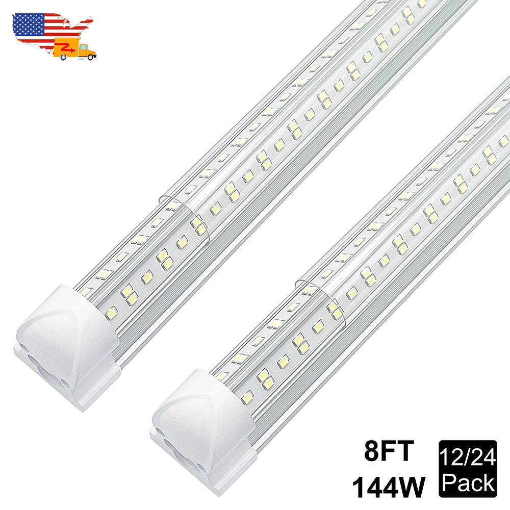 8Foot Led Shop Light 8Ft 144W 6500K Daylight T8 8Ft Led Tube Light Bulbs 18000Lm