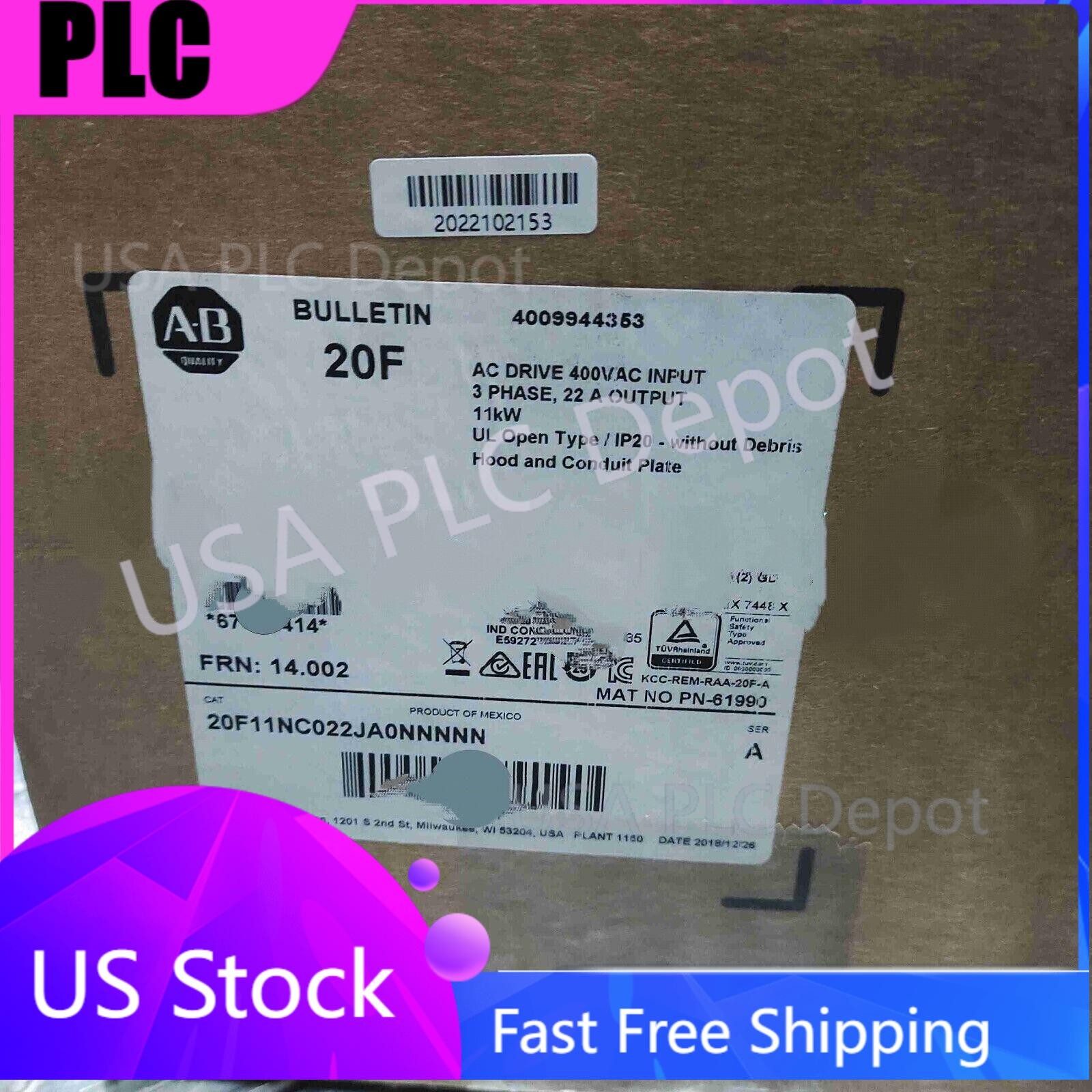 New AB 20F11NC022JA0NNNNN PowerFlex Air Cooled 753 AC Drive US Free Tax