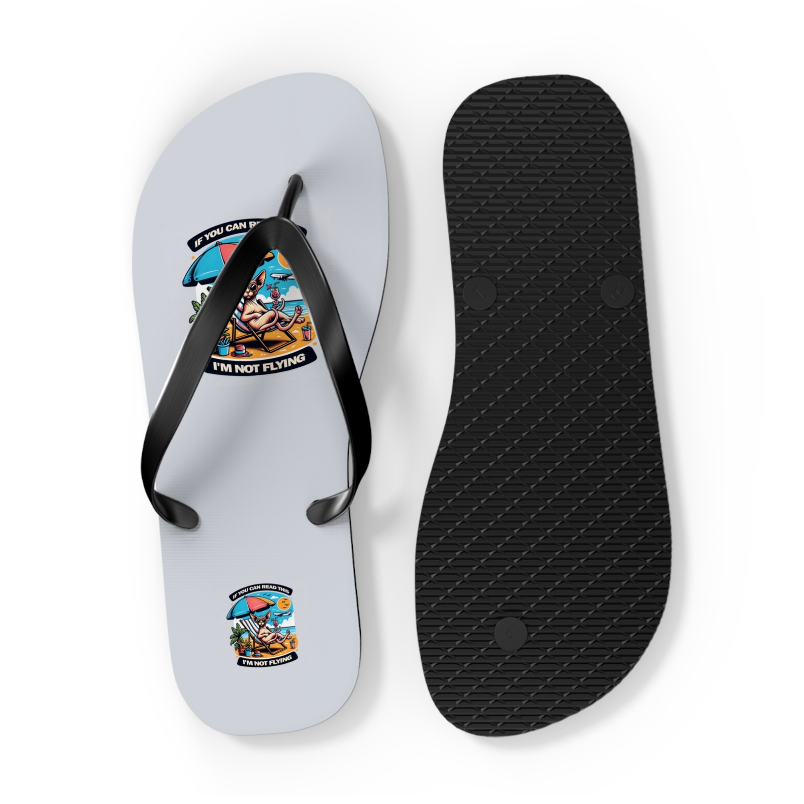 Personalized Funny Sphynx Cat Flip Flops | Summer Beach Design