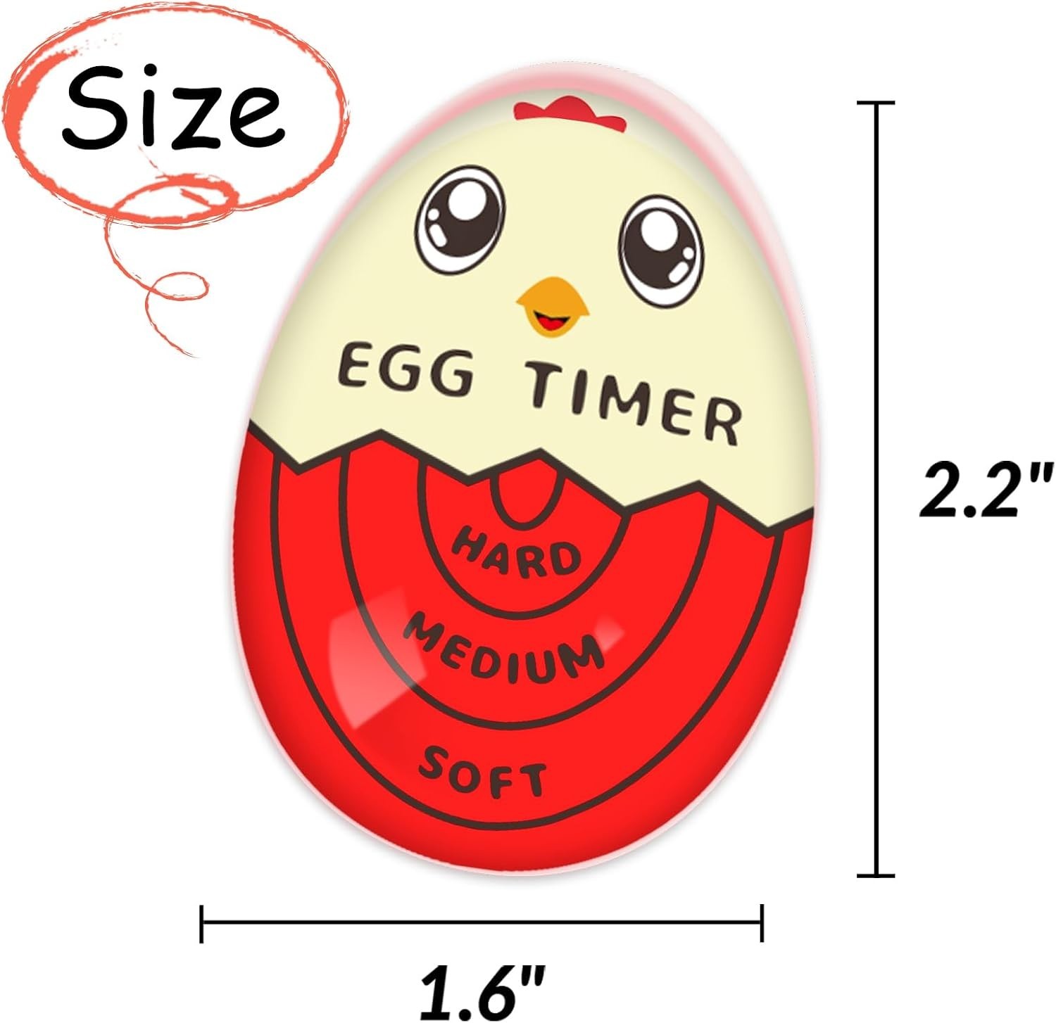 Egg Timer for Boiling Eggs that Changes Color When Done, Red