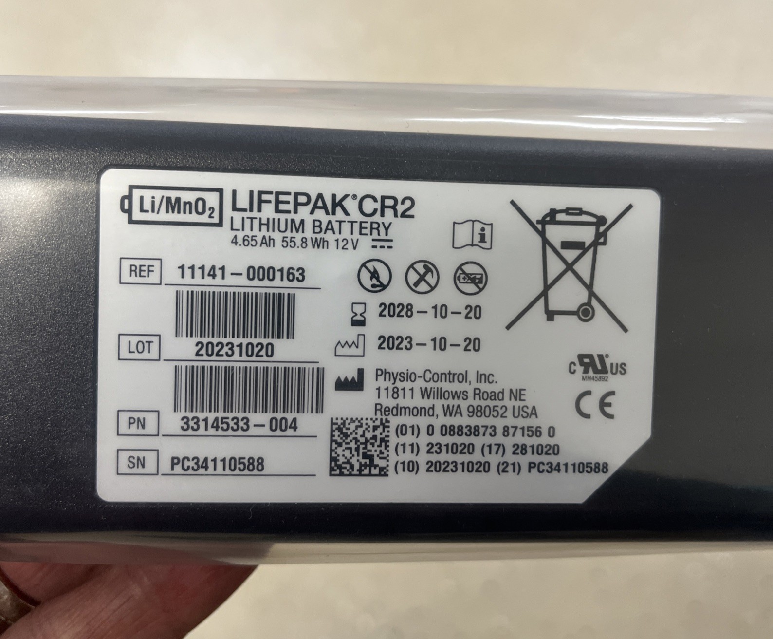 OEM - Lifepak CR2 AED Lithium Battery Pack 12V  (No Box) 10/2028