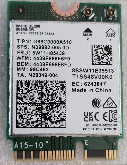 Intel BE200 vPro Wi-Fi 7 BT 5.4 for Intel based system FRU 5W11H85439