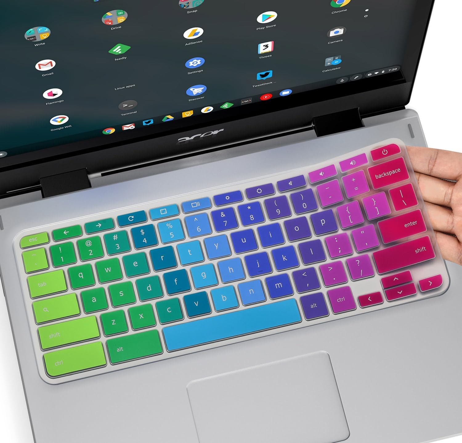 Colorful Keyboard Cover for Acer Chromebook Spin 311 714 C733 CP311 Rainbow