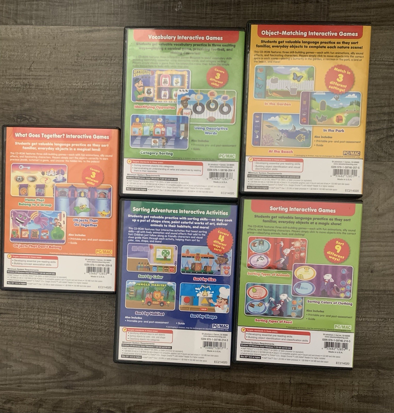 Lot of 5 Lakeshore Educational Interactive Learning Games PreK-K Math & Language