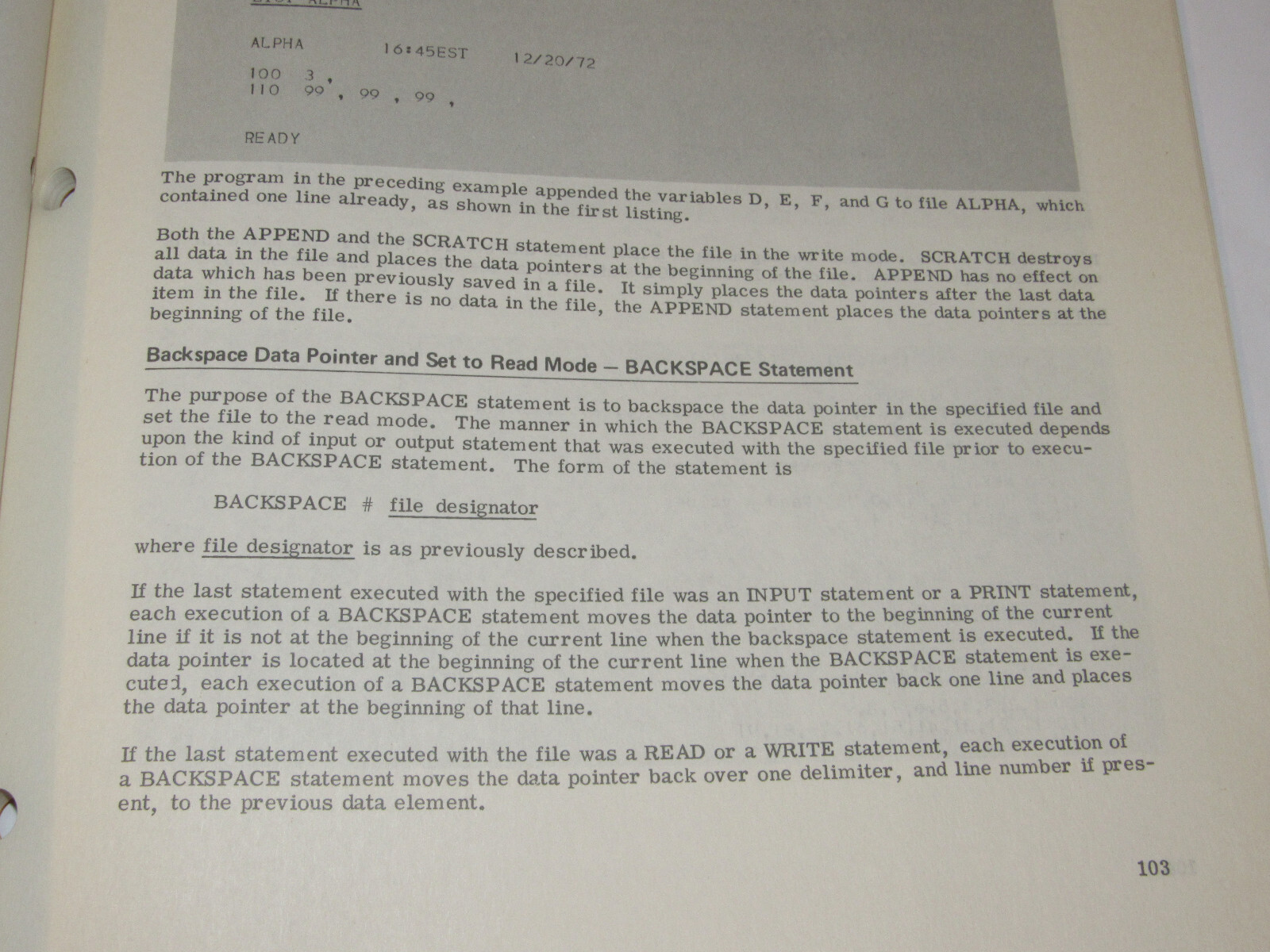 VTG 1973 GE/GENERAL ELECTRIC MARK III COMPUTER BASIC LANGUAGE REFERENCE MANUAL!