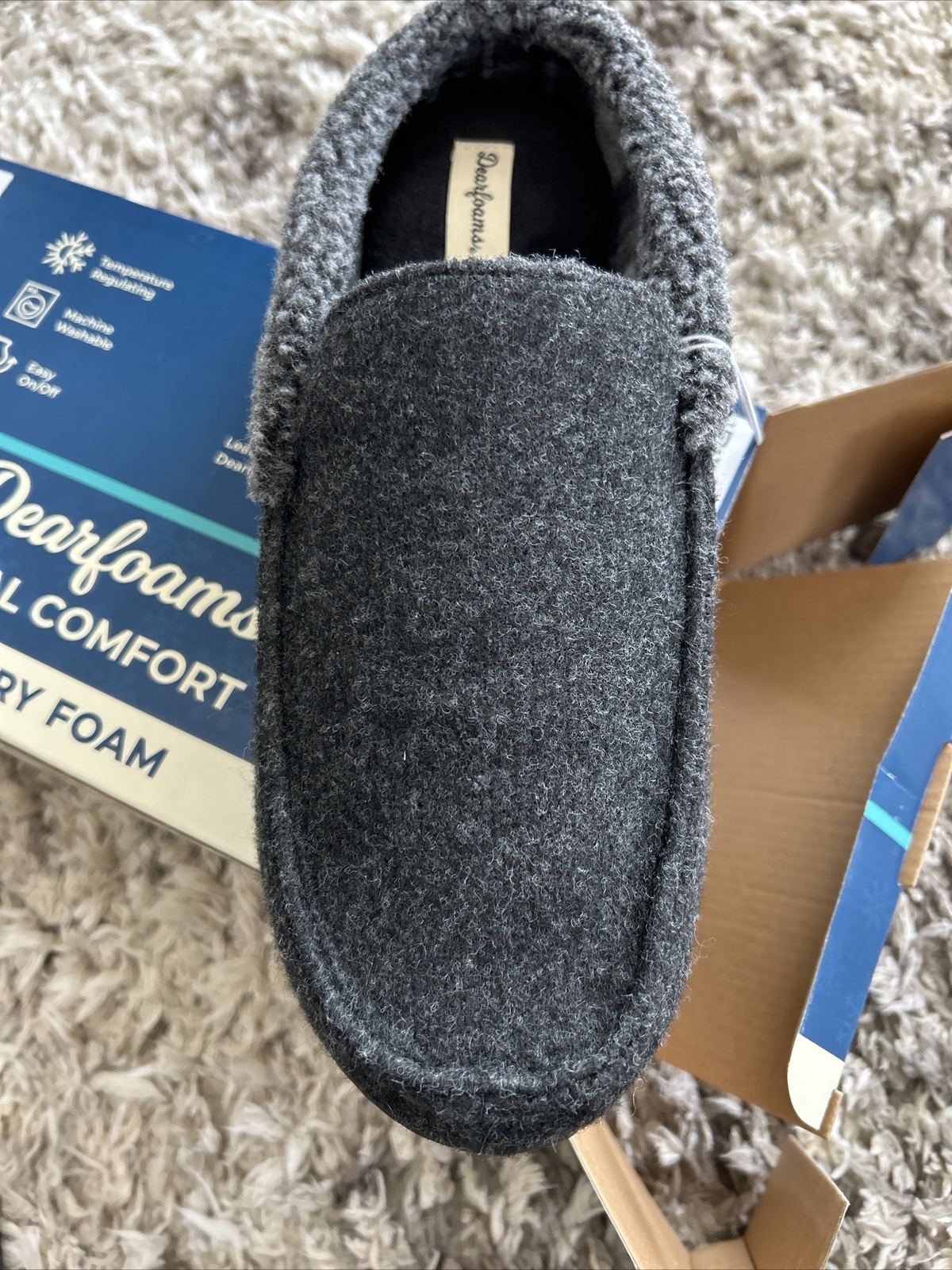 NEW DEARFOAMS SLIPPERS MEMORY FOAM MENS L 11-12