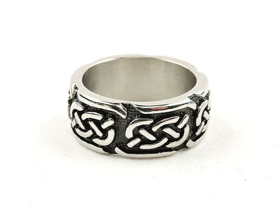 Stainless Steel Celtic Weave Wide Band Ring - Free Gift Packaging
