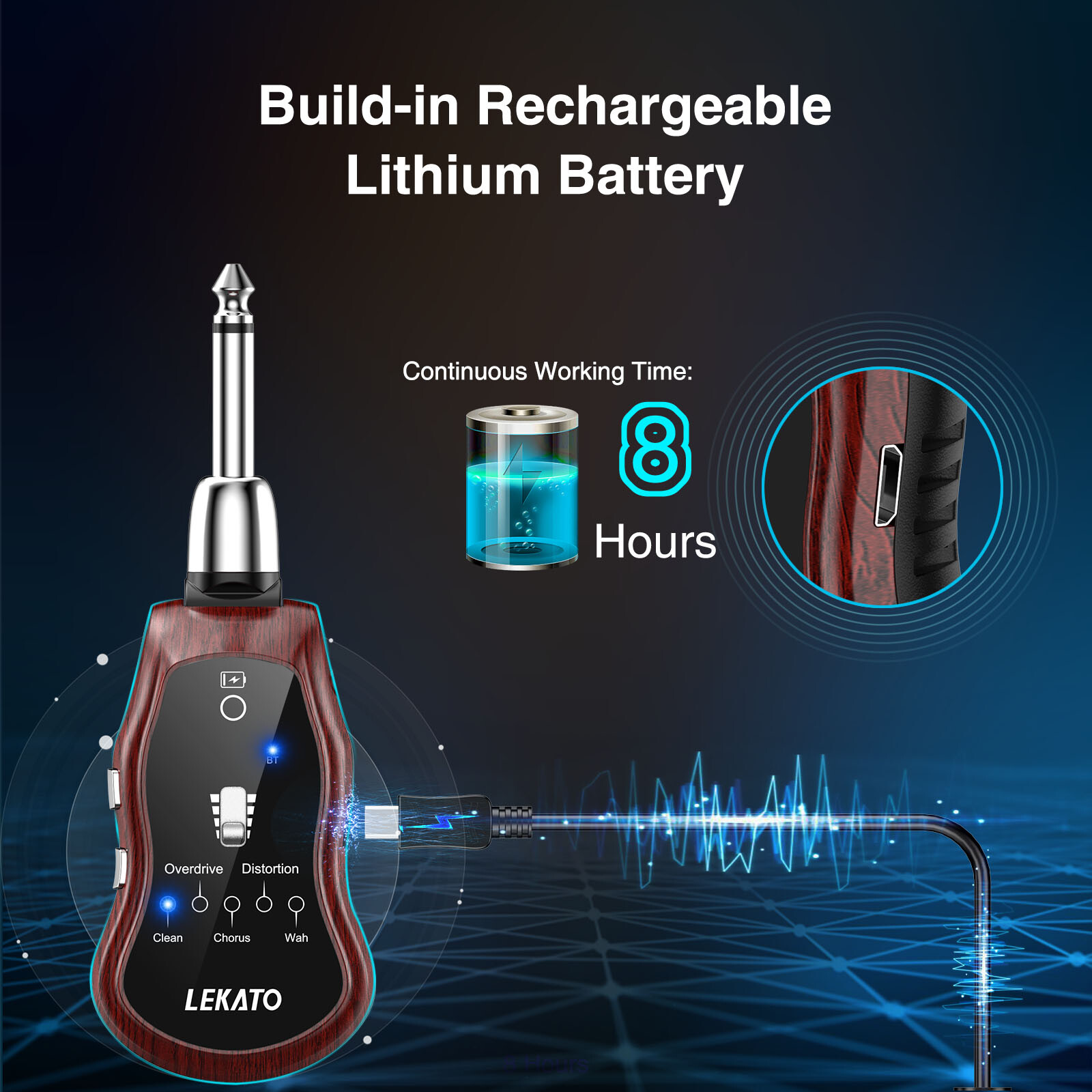 Lekato Guitar Headphone AMP Mini Bluetooth Guitar Amplifier 5 Effects