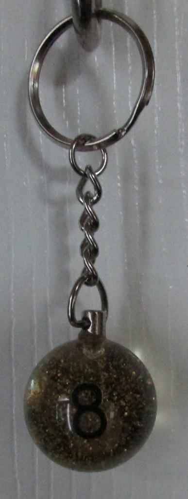 1 Inch Number 8 Reverse EIGHT SPARKLE Mini POOL BALL Billiard KEYCHAIN Ring NEW