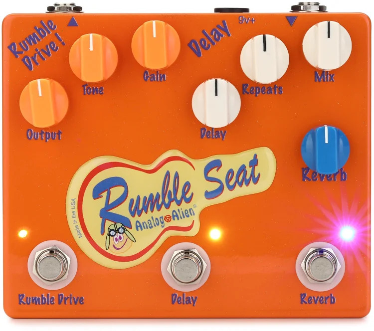 Analog Alien Rumble Seat Overdrive / Delay / Reverb Pedal
