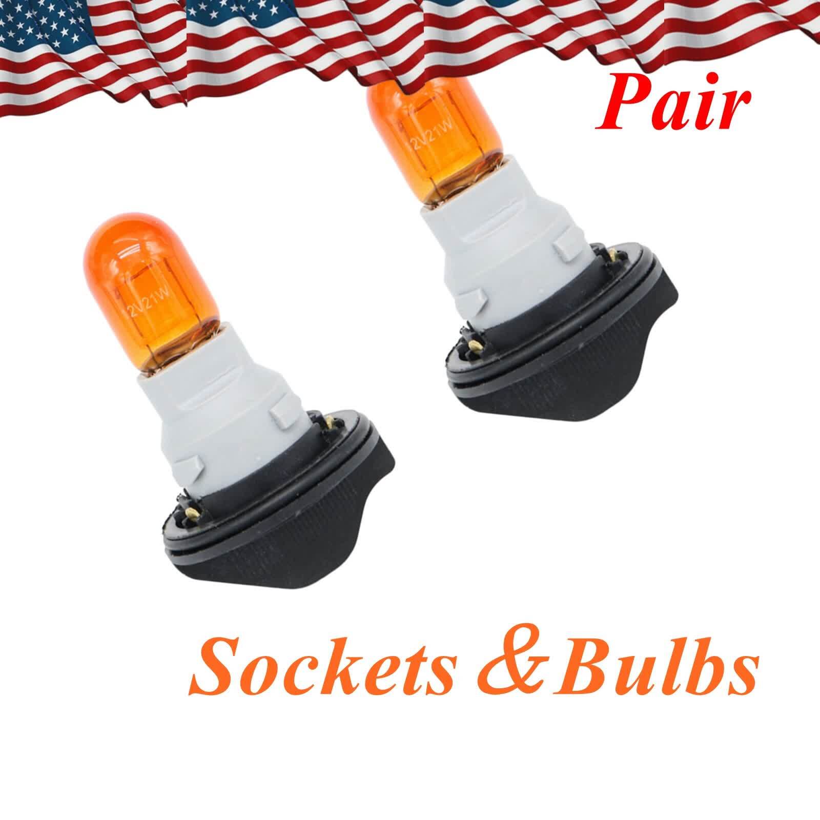 2PCS Front Turn Signal Lamp Sockets w/Bulbs for 15-20 Chevrolet Tahoe 5.3L 6.3L