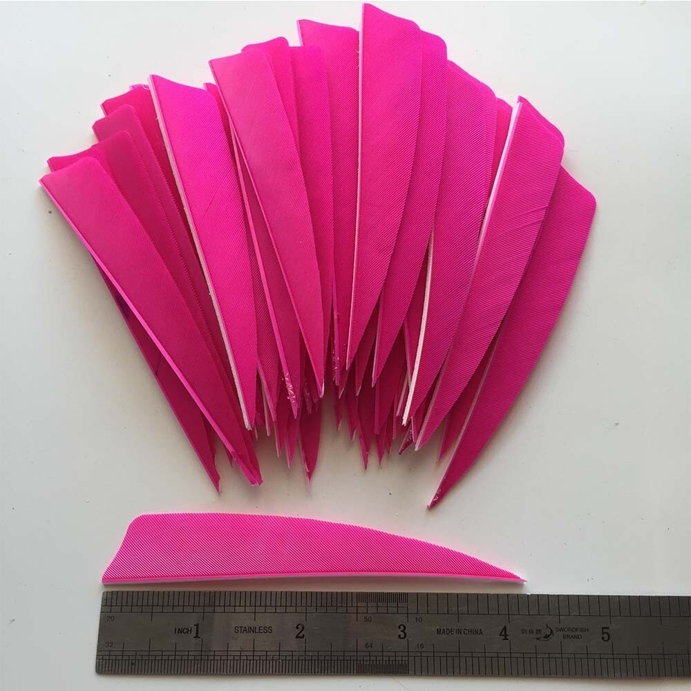50PCS 4 Inch Pink Shield Fletches Fletching Vanes Feathers RW LW [