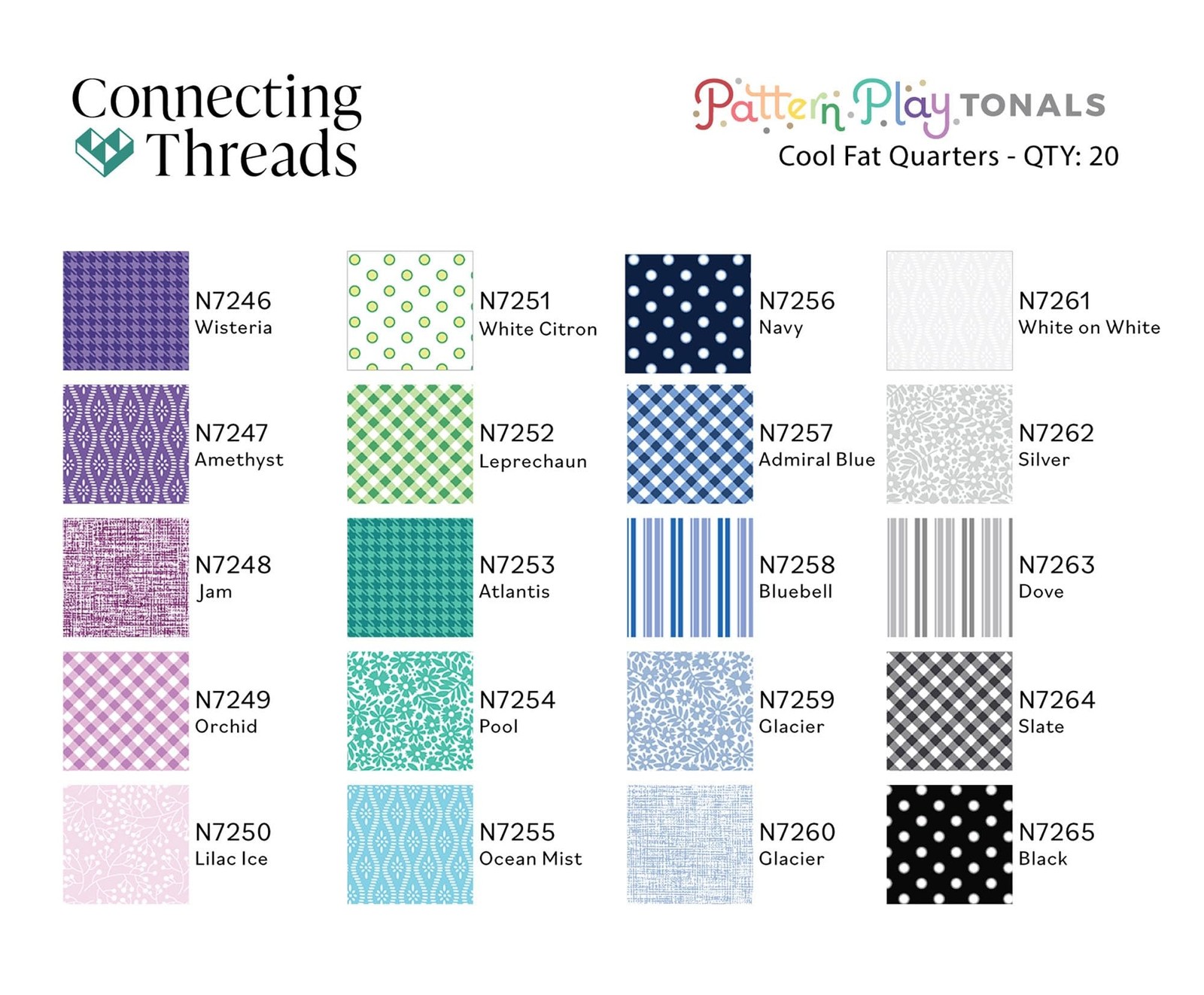 Connecting Threads 20 Piece Geometric Patterned Fat Quarter Bundle 18X22 100