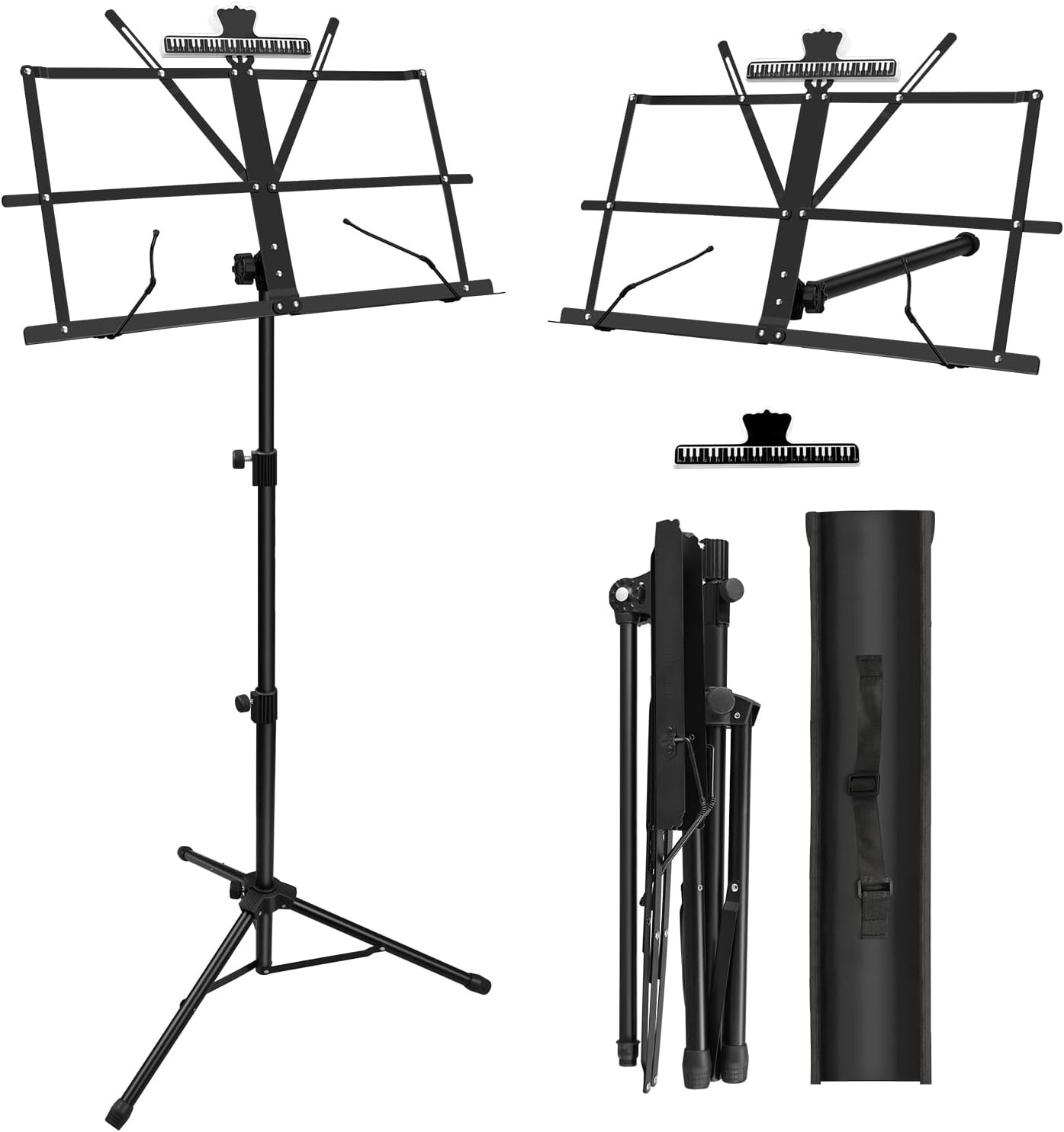 1 Pack Music Stand, with Music Sheet Clip Holder & Carrying Bag